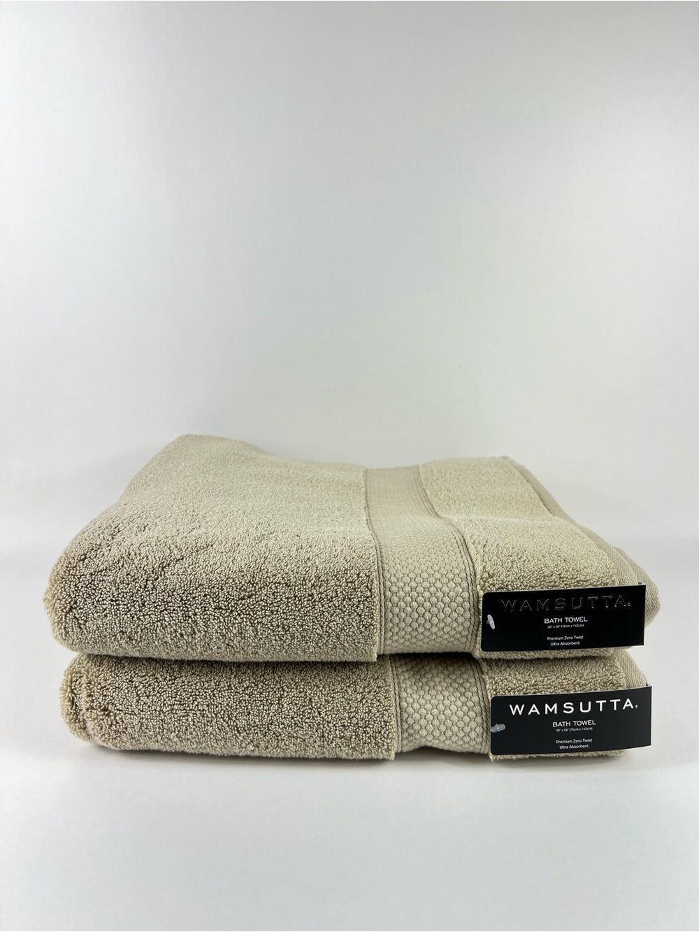 Wamsutta Bath Towels Tan Ultra Absorbent Plush Zero Twist 100% Cotton 2 Pc NEW